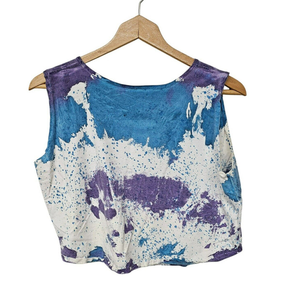 Vtg 90s Jamaican No Problem Cropped Tank Top L Beach Vacation Splatter Grunge - Picture 2 of 5